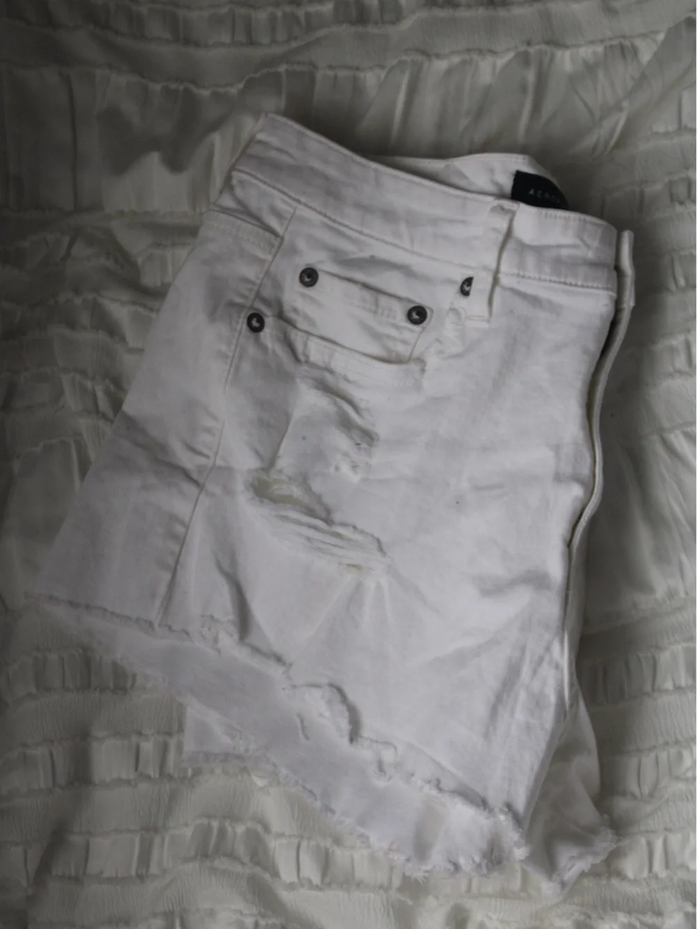 Aeropostale White Distressed Denim Jean Shorts
